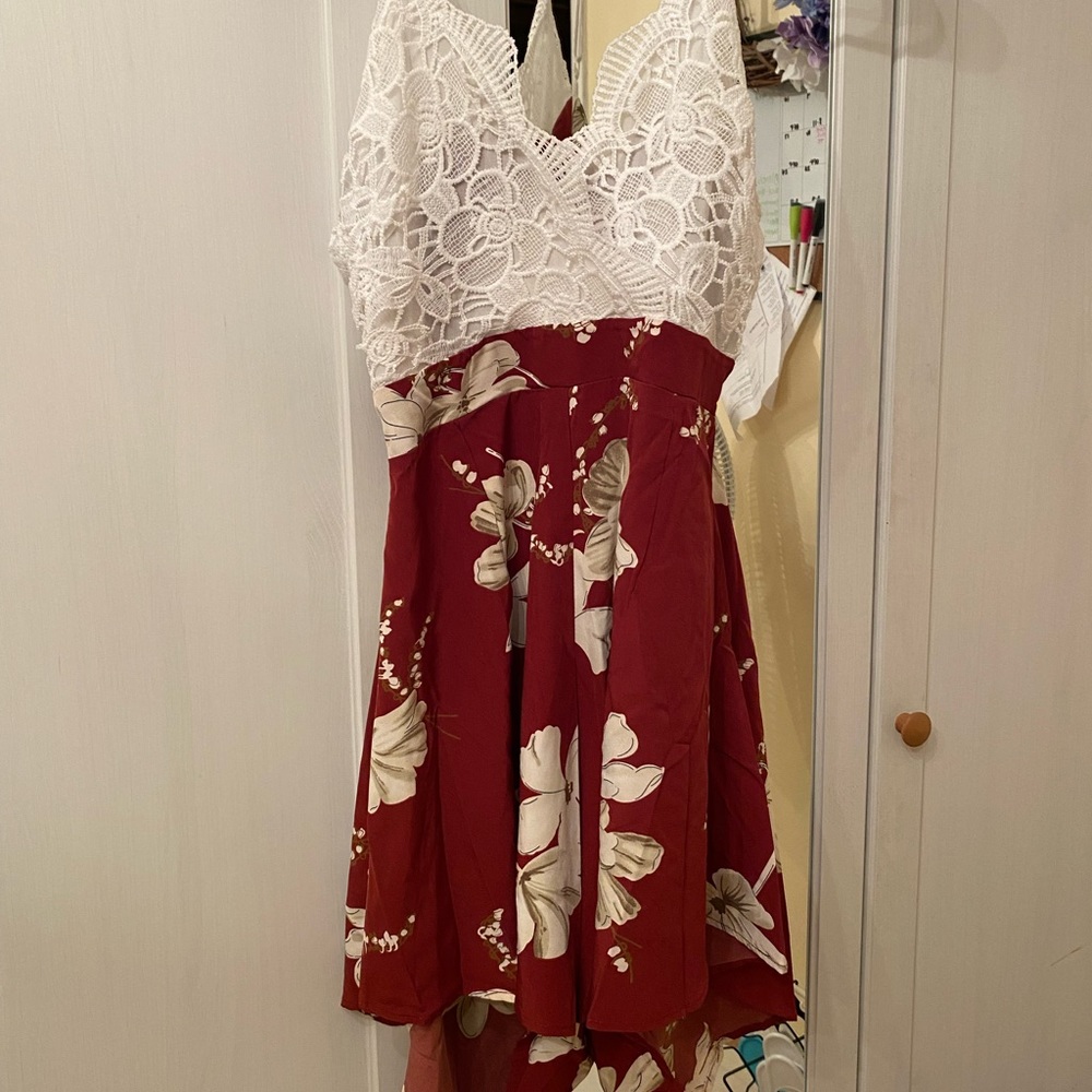 *NEVER WORN* Lace and floral print romper with faux skirt